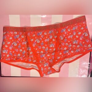 New Victoria’s Secret Pink panties PINK bling gold sparkle logo boyshort floral